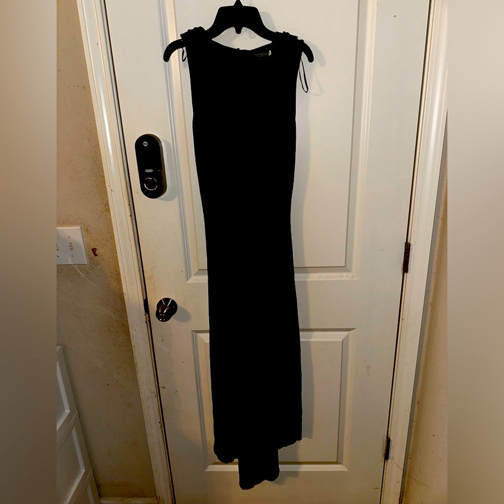 Earthbound Trading Co Black Sleeveless Maxi Dress Lace Up Back Small